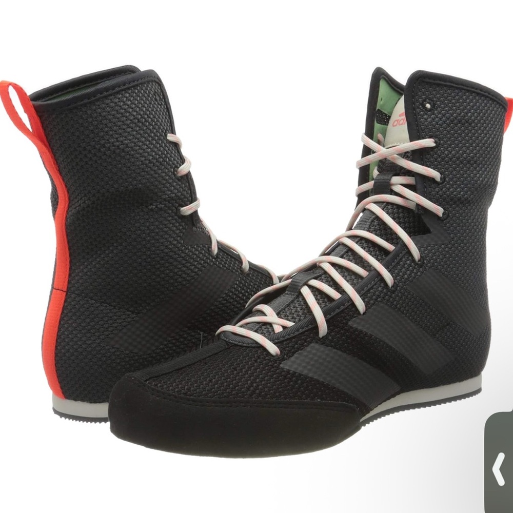 Adidas Black Boxing Shoes with Red Accents